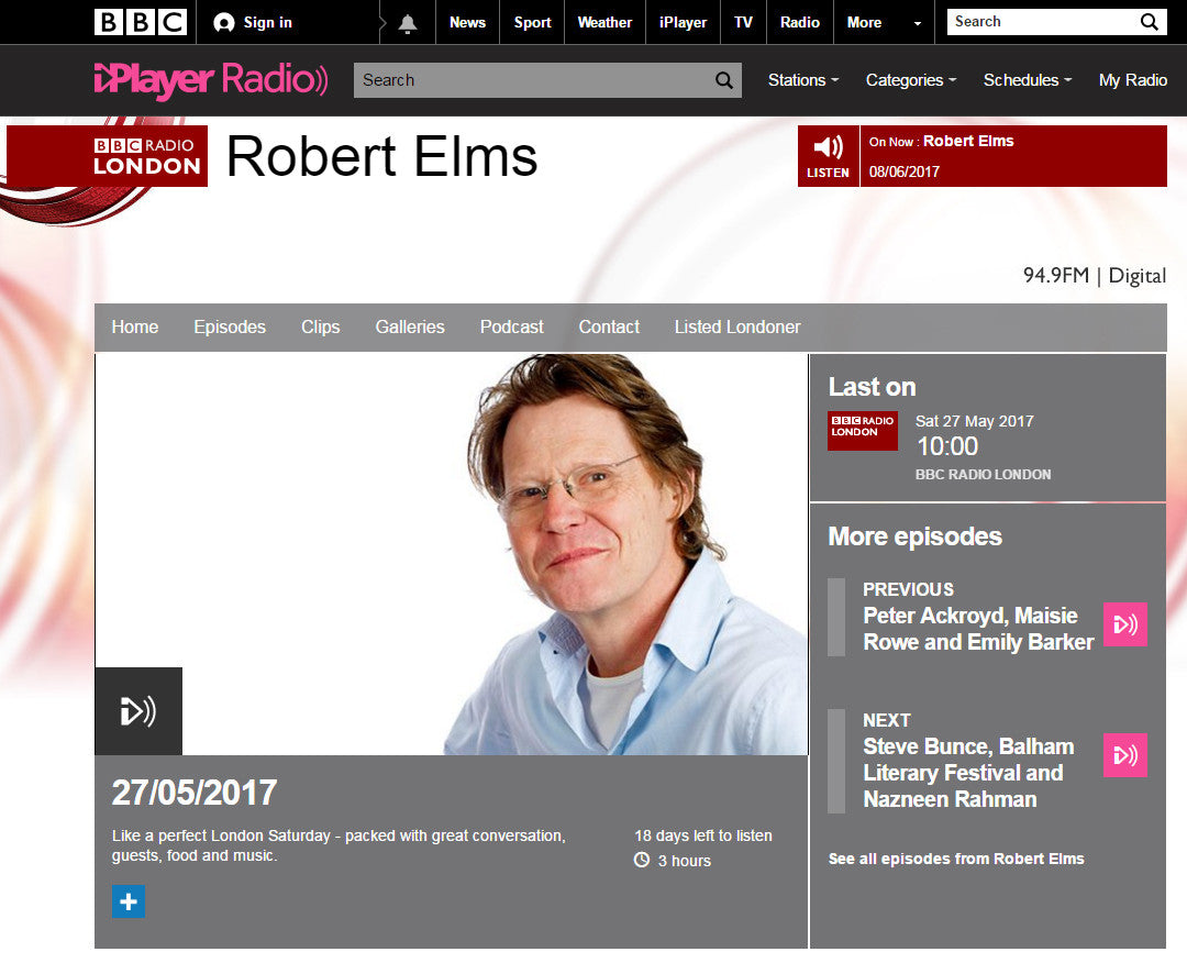 Brian Sanders on the Robert Elms show on London Radio