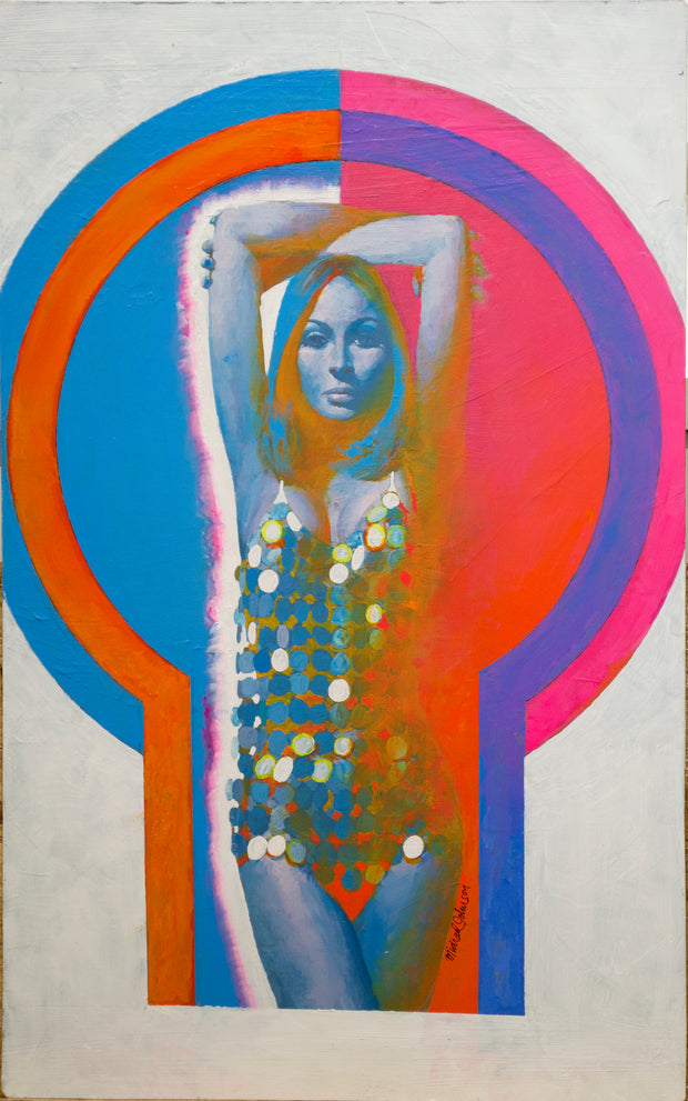 Woman in Silver Disc Swimsuit, Michael Johnson, Original Artwork, 1967
